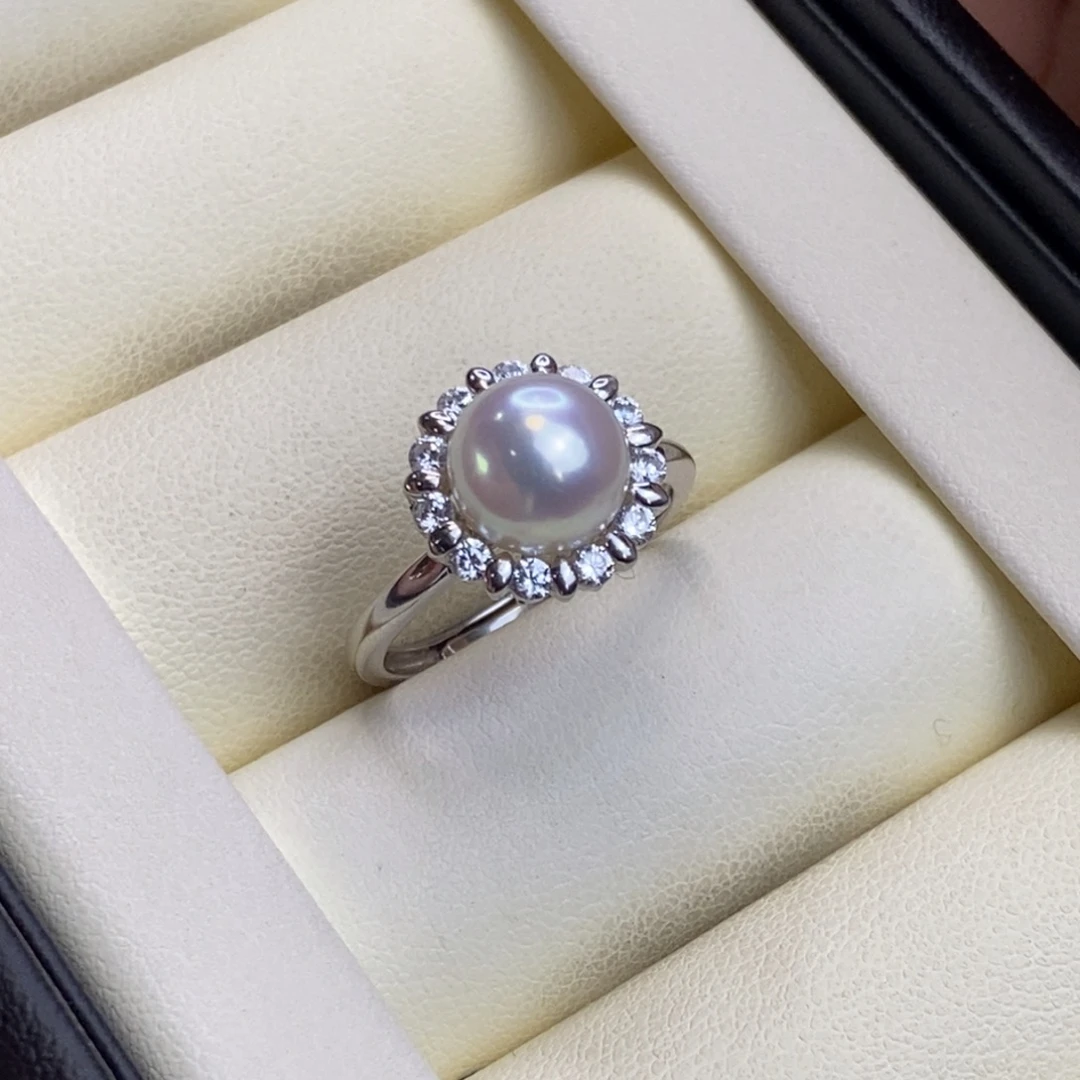 淡水珍珠戒指银S925镶嵌微瑕