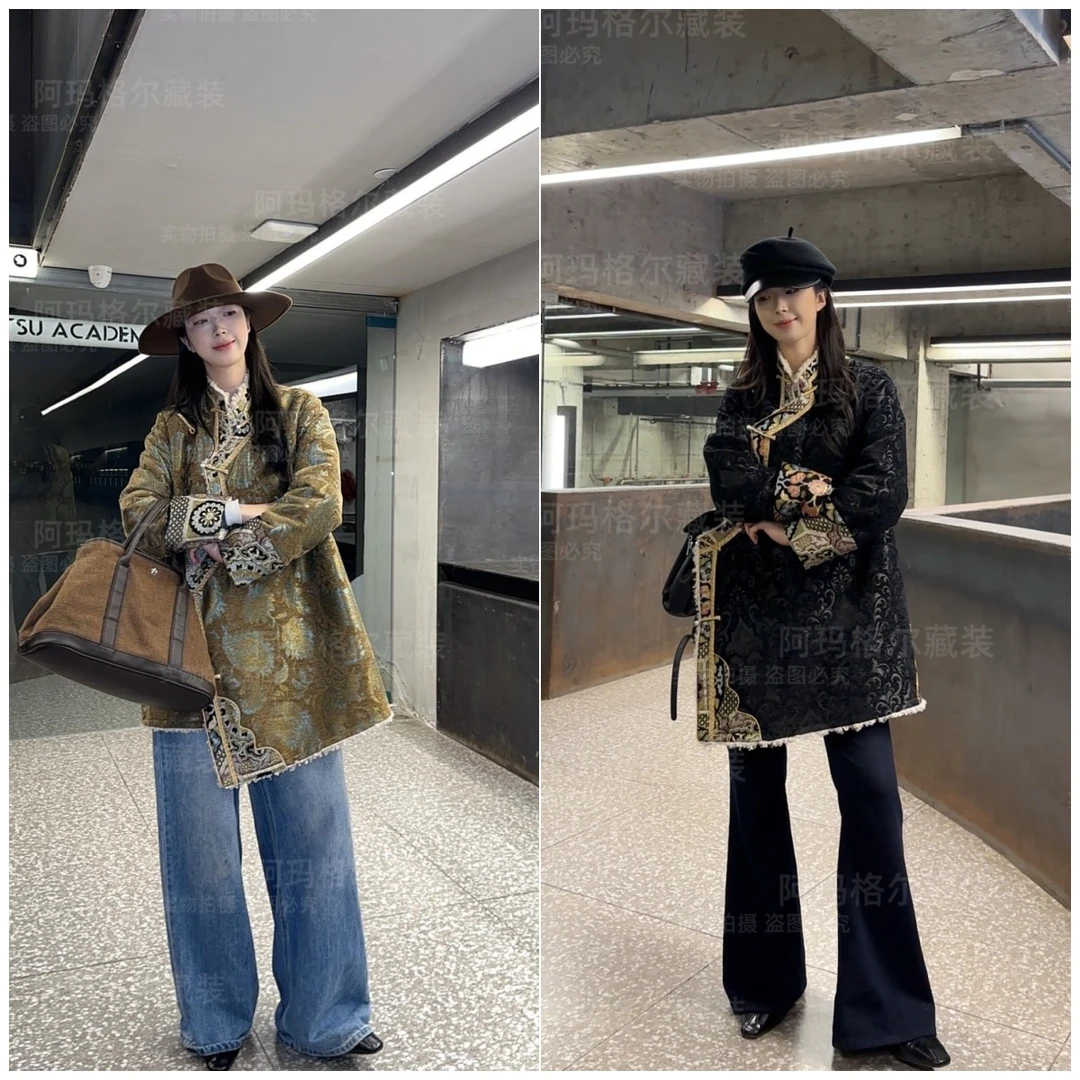 阿玛格尔藏服藏式女外套中长款藏装显瘦百搭气质复古时尚秋冬厚款