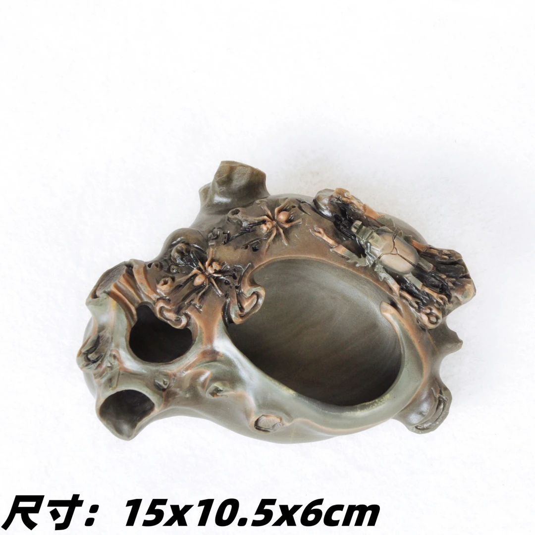 非物质文化遗产中国彩砚苴却砚手工精雕精品水盂有出水口富甲一方