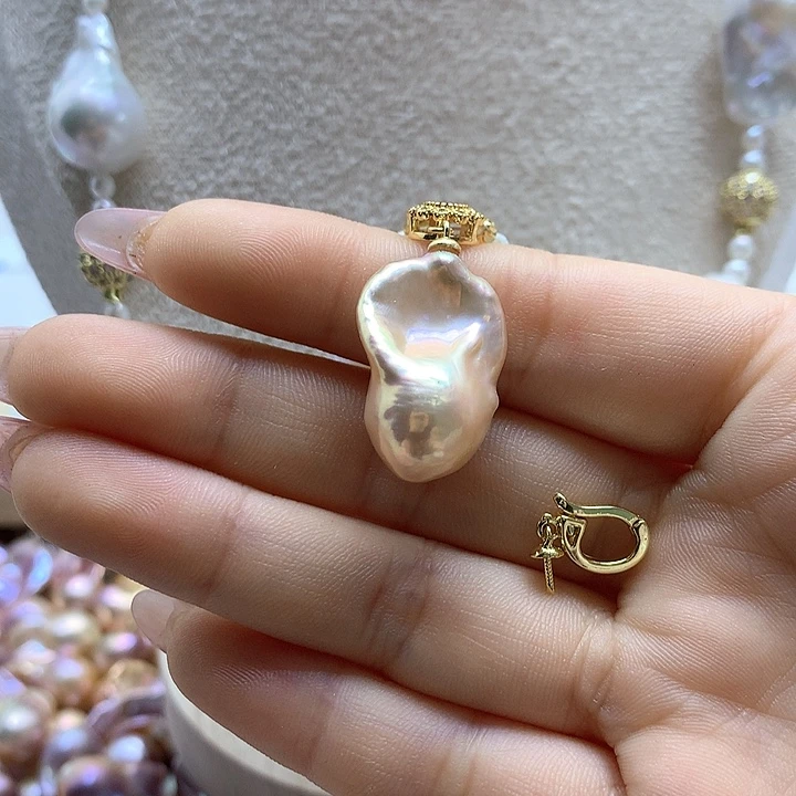 淡水珍珠耳饰银S925镶嵌v**i