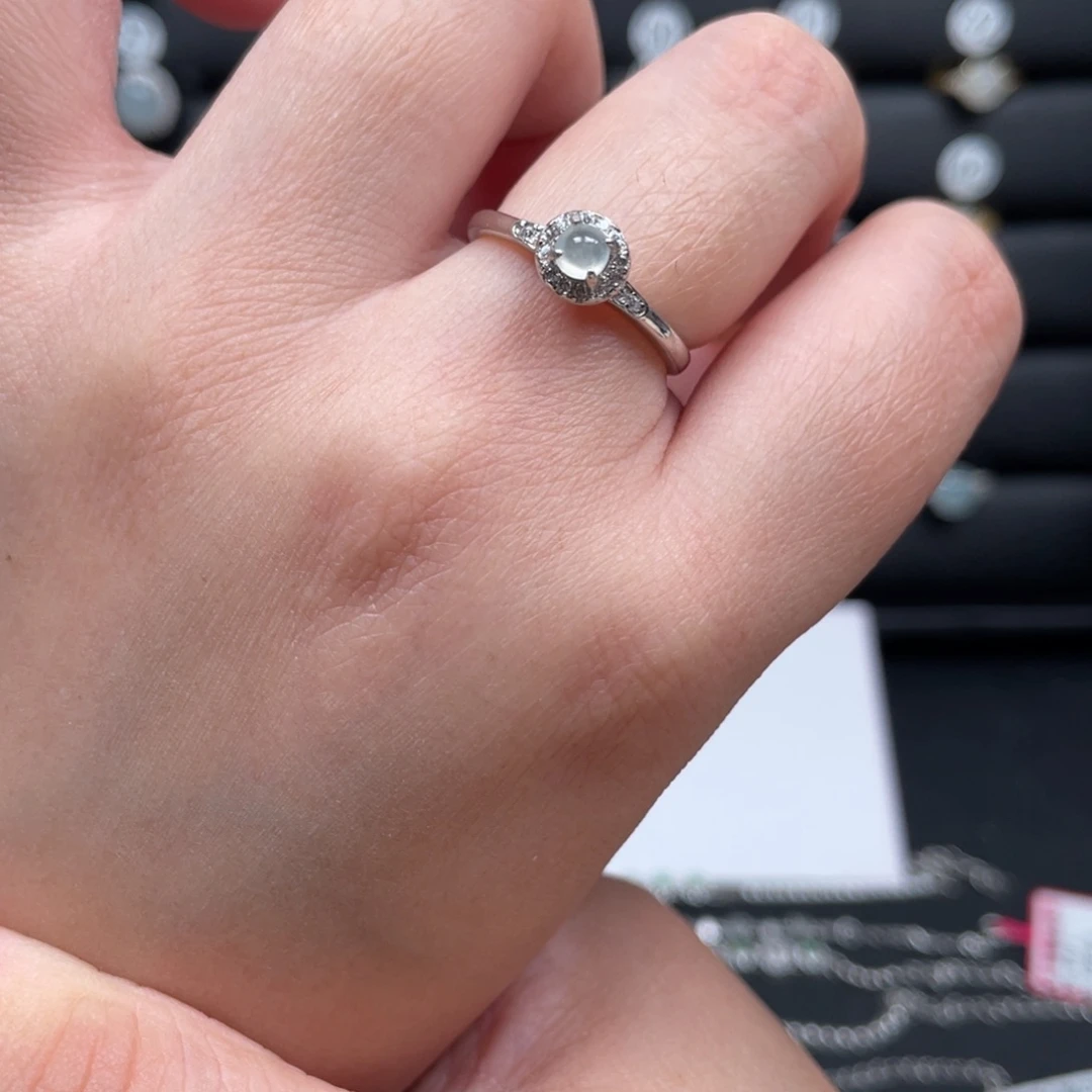 翡翠戒指银S925镶嵌戒指