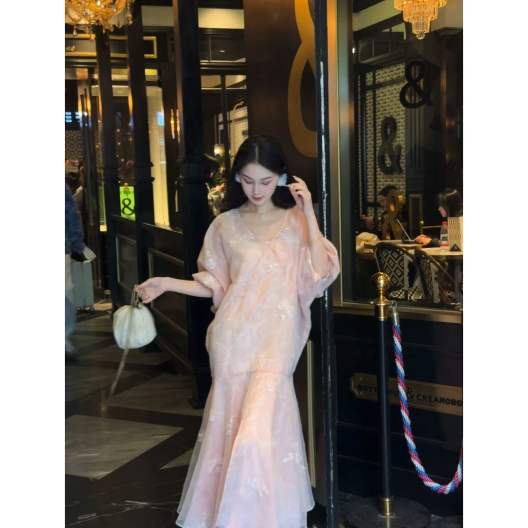 Mill Lin【桃夭】国风轻奢亮片刺绣千金风气质显瘦连衣裙