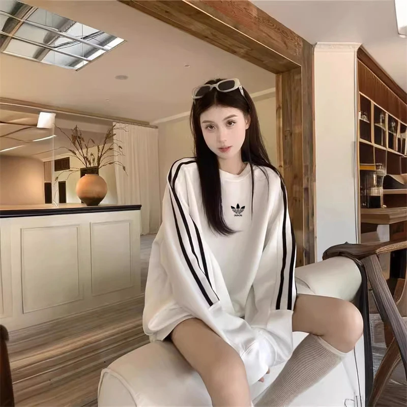 【奥莱甄选】圆领女欧美风韩版卫衣时尚春秋针织黑色上衣长袖运动