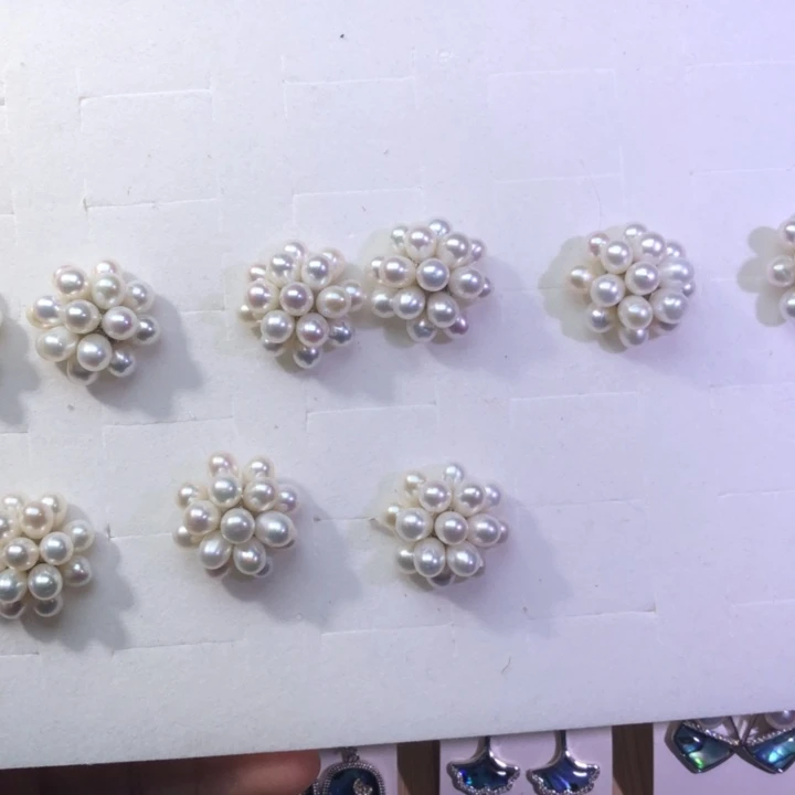 淡水珍珠耳饰银S925镶嵌