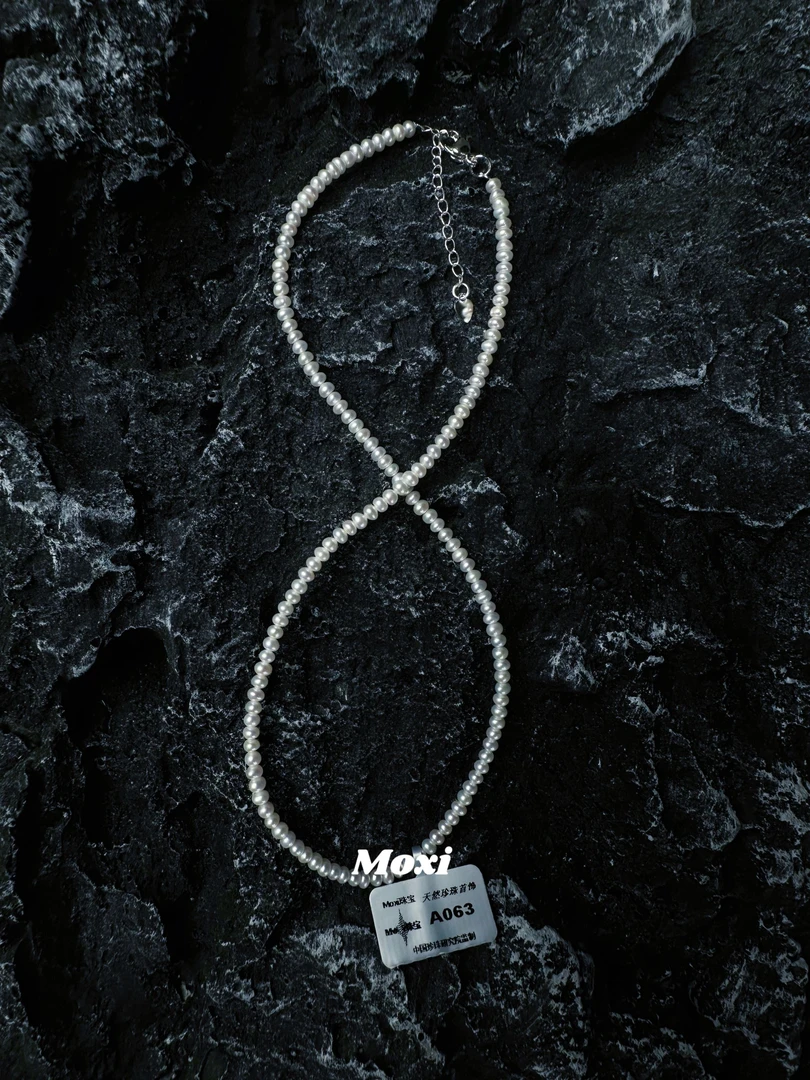 天然淡水珍珠项链小米珠3.5mm算盘链长45cmA063