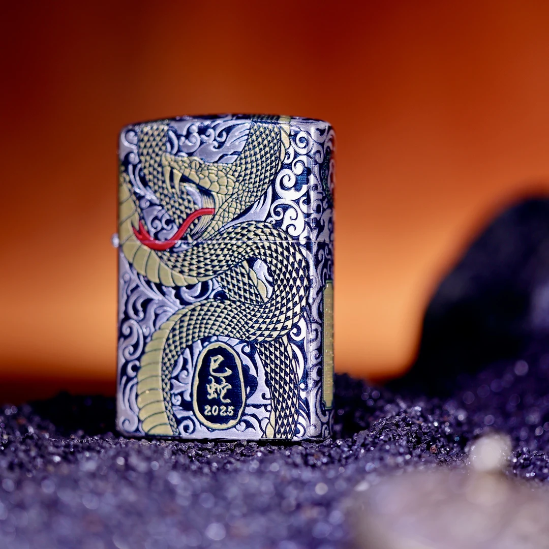 【火机华南仓】   ZORRO佐罗二代蛇珍藏版金蛇献瑞打火机包银环绕