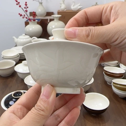 瑕疵手工盖碗不发礼盒