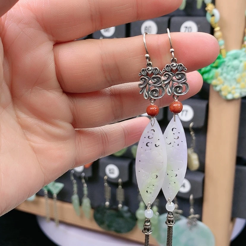 【闪购商品】翡翠耳饰银S925镶嵌媛*精美