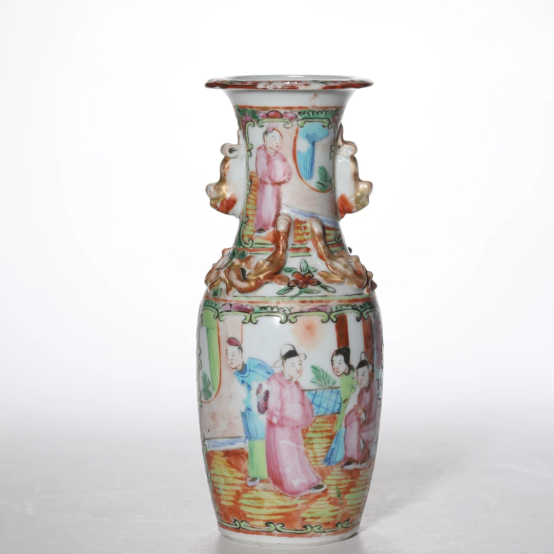 【预展专用防拍】2573清晚期·广彩仕女图双耳瓶【古董拍卖】