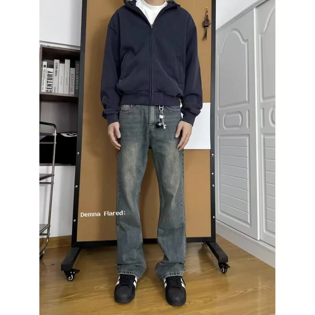 TSY | 复古蓝vintage作旧款微喇修身阔腿bootcut男女同款牛仔裤