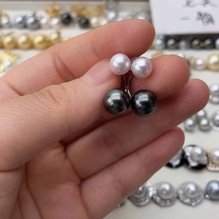 银S925镶嵌海水珍珠耳饰