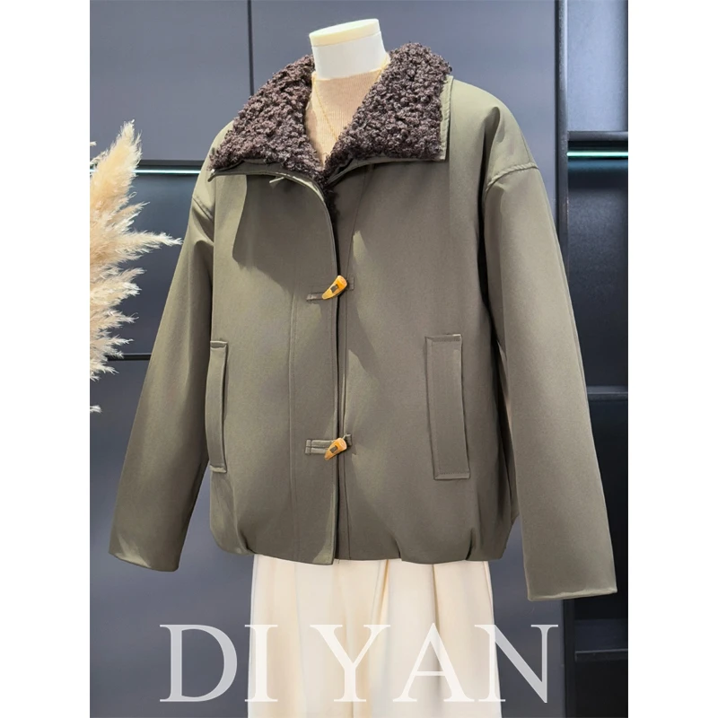 妈妈冬装羊羔绒外套加绒加厚上衣洋气中老年人女秋冬夹克保暖棉袄