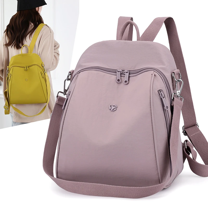 百搭潮流双肩包背包女士水洗车缝线大容量女士背包尼龙布妈妈包