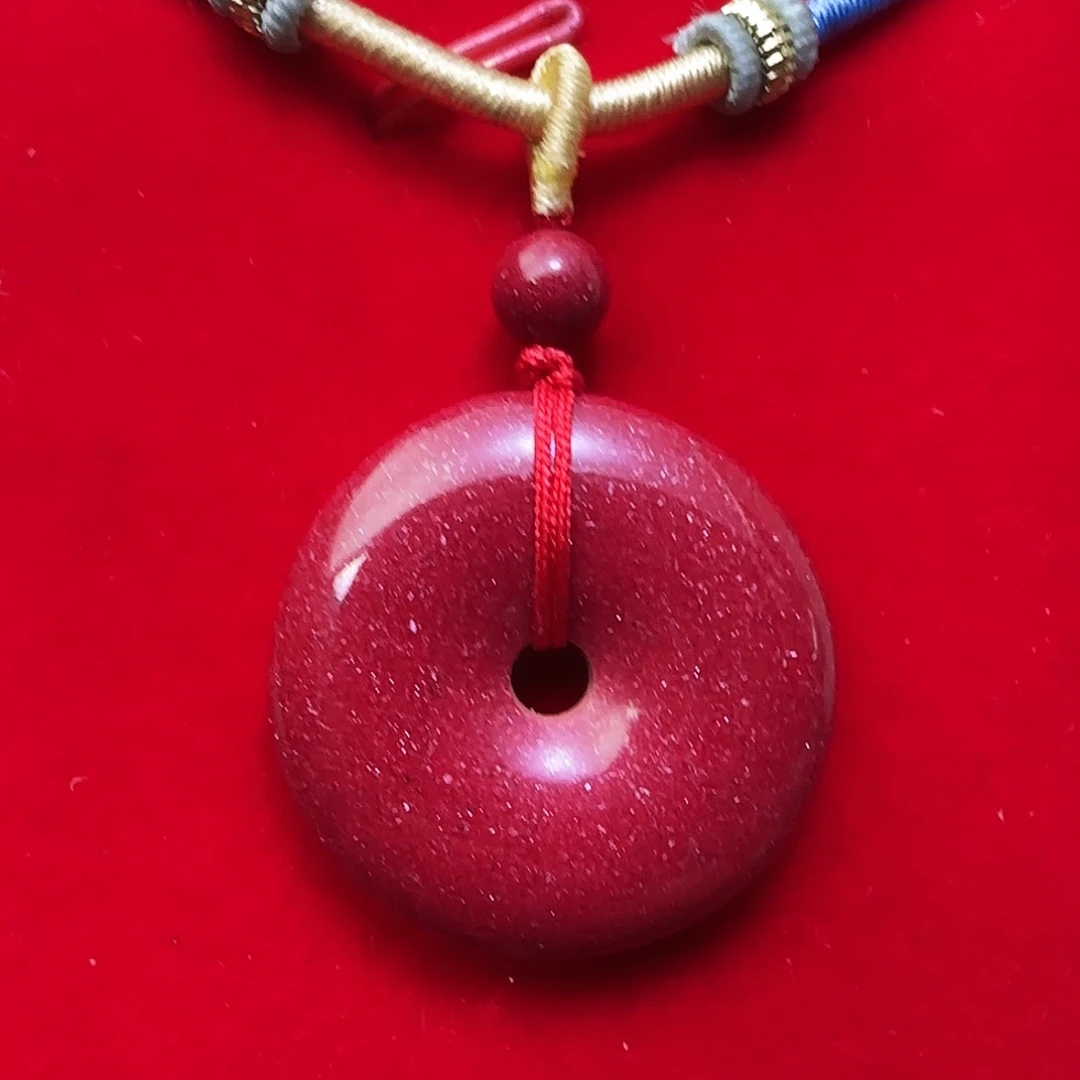 天然辰砂晶粉朱砂平安扣