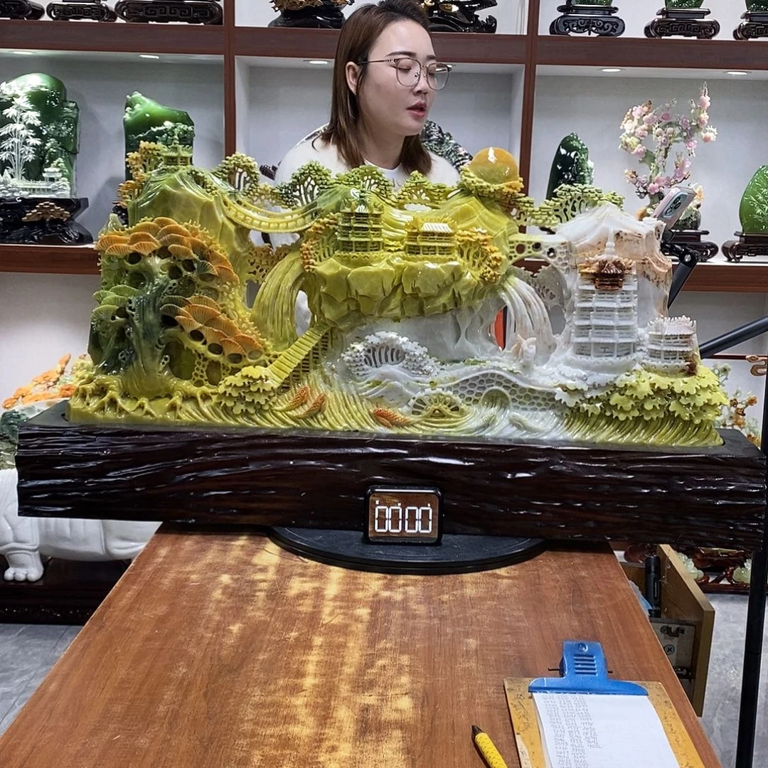 虾***仁玉山水摆件 玄关摆件