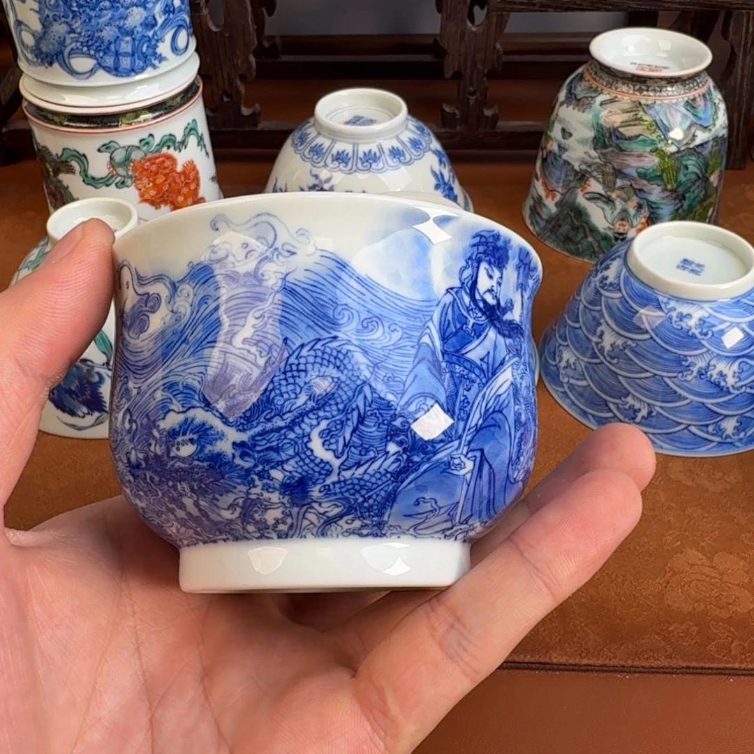 瓷片蓝**玉景德镇瓷器手工手绘