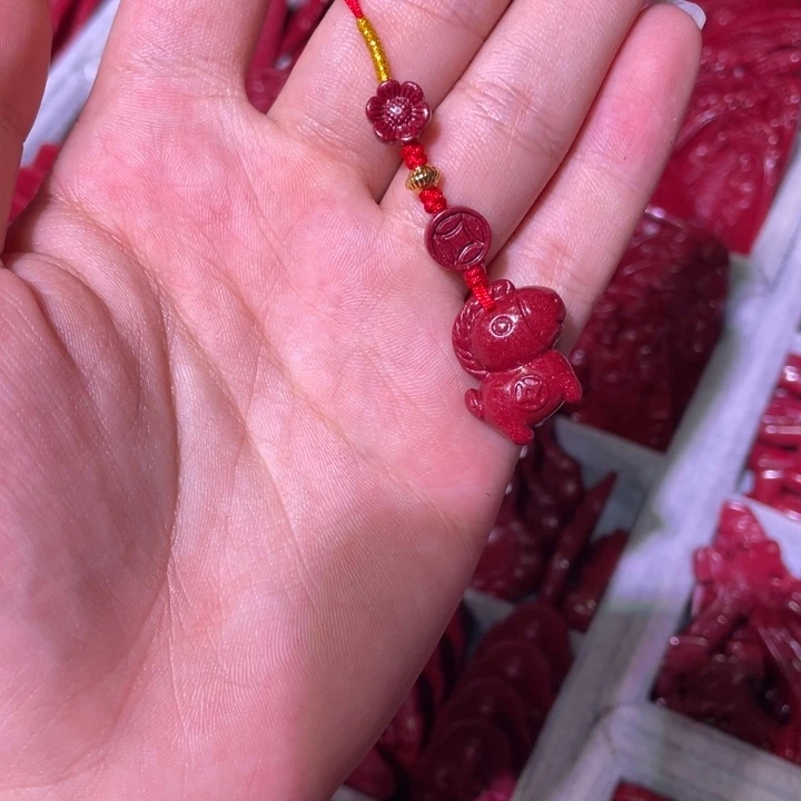 天然辰砂紫金砂小马手机链