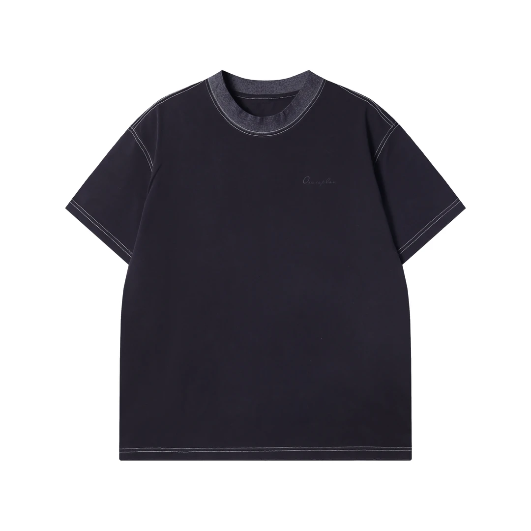 夏季高级感新款美式做旧字母印花圆领短袖T恤设计感百搭简约上衣