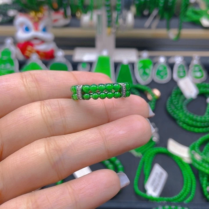 翡翠未镶嵌戒指圆珠戒圈