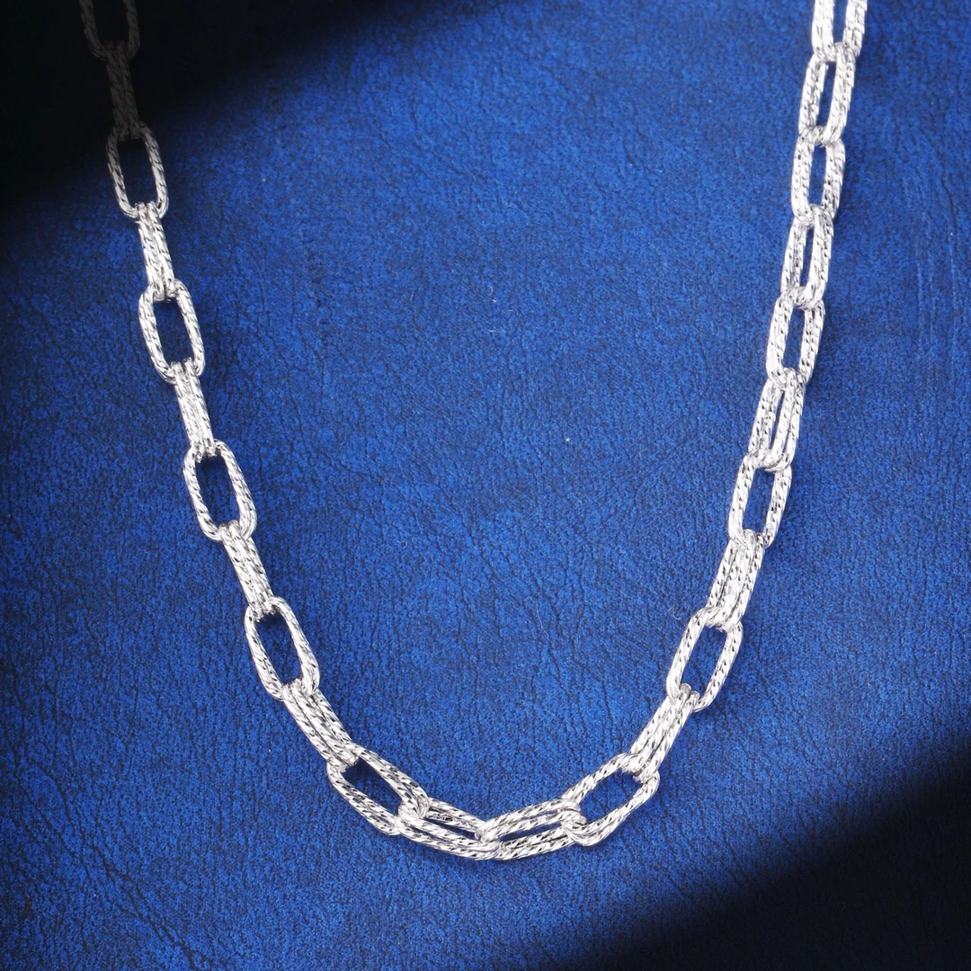 千烁珠宝Pt950铂金太角链花丝链条潮流简约百搭实心双层十字项链