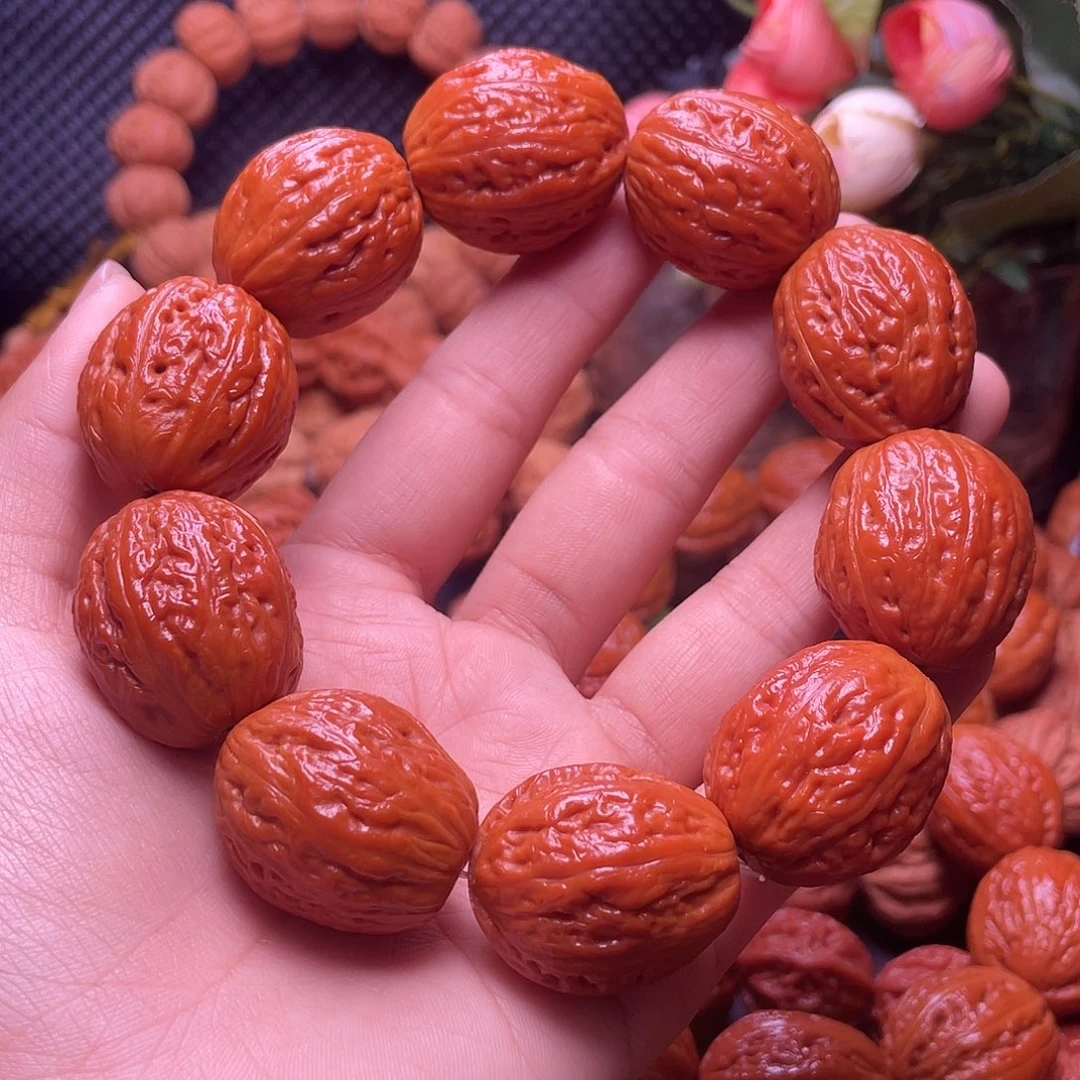 文玩核桃手串金丝猴大枣24