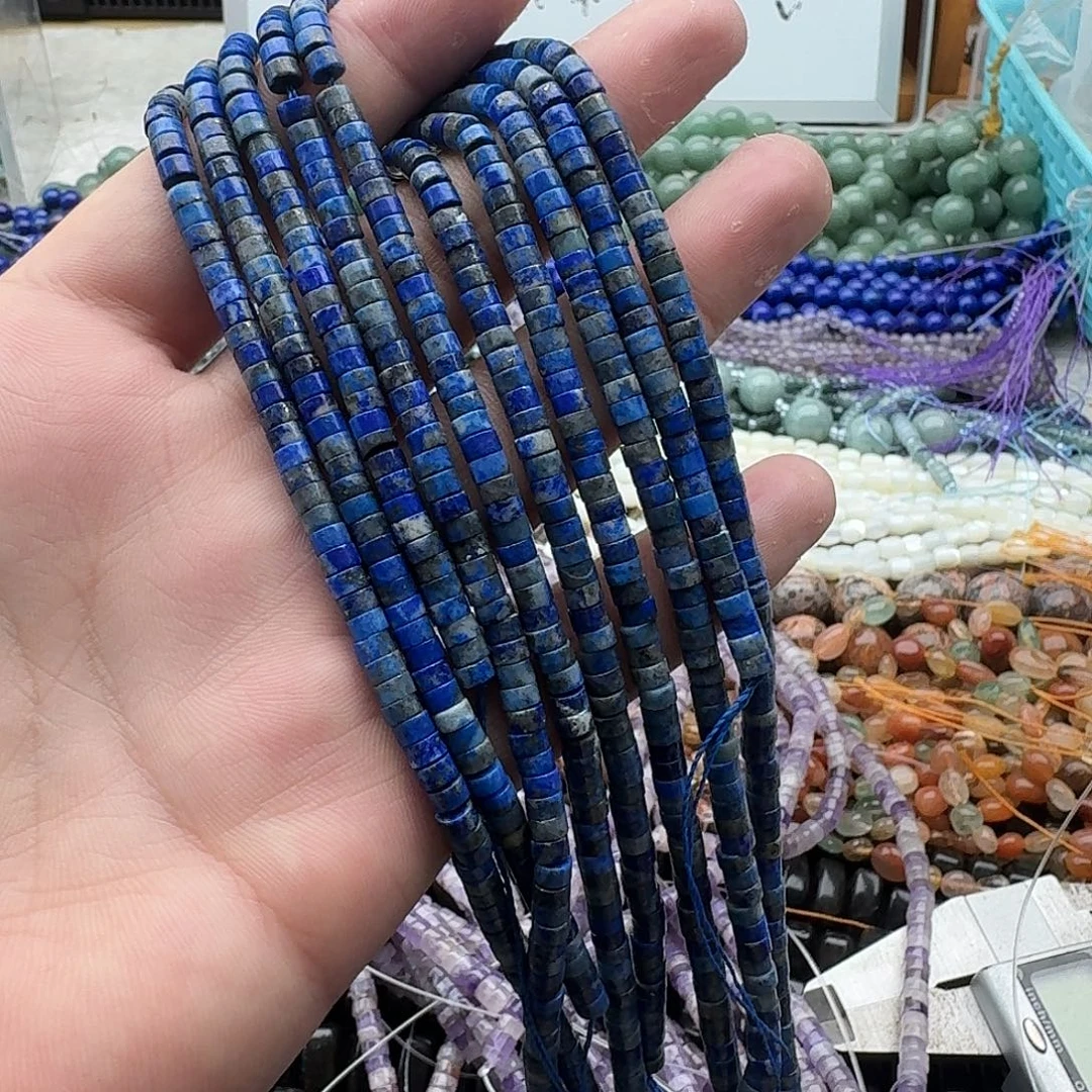 玛瑙/玉髓未镶嵌珠宝半成品一条装卡4mm青金直切隔片