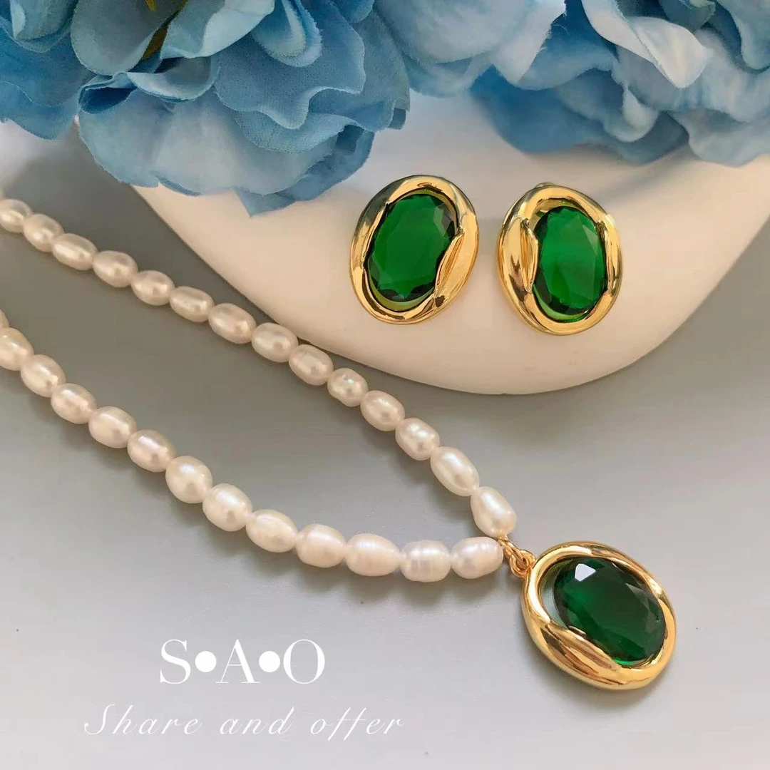 合金仿珍珠耳饰 QIU LI・清透项链耳钉1h1330