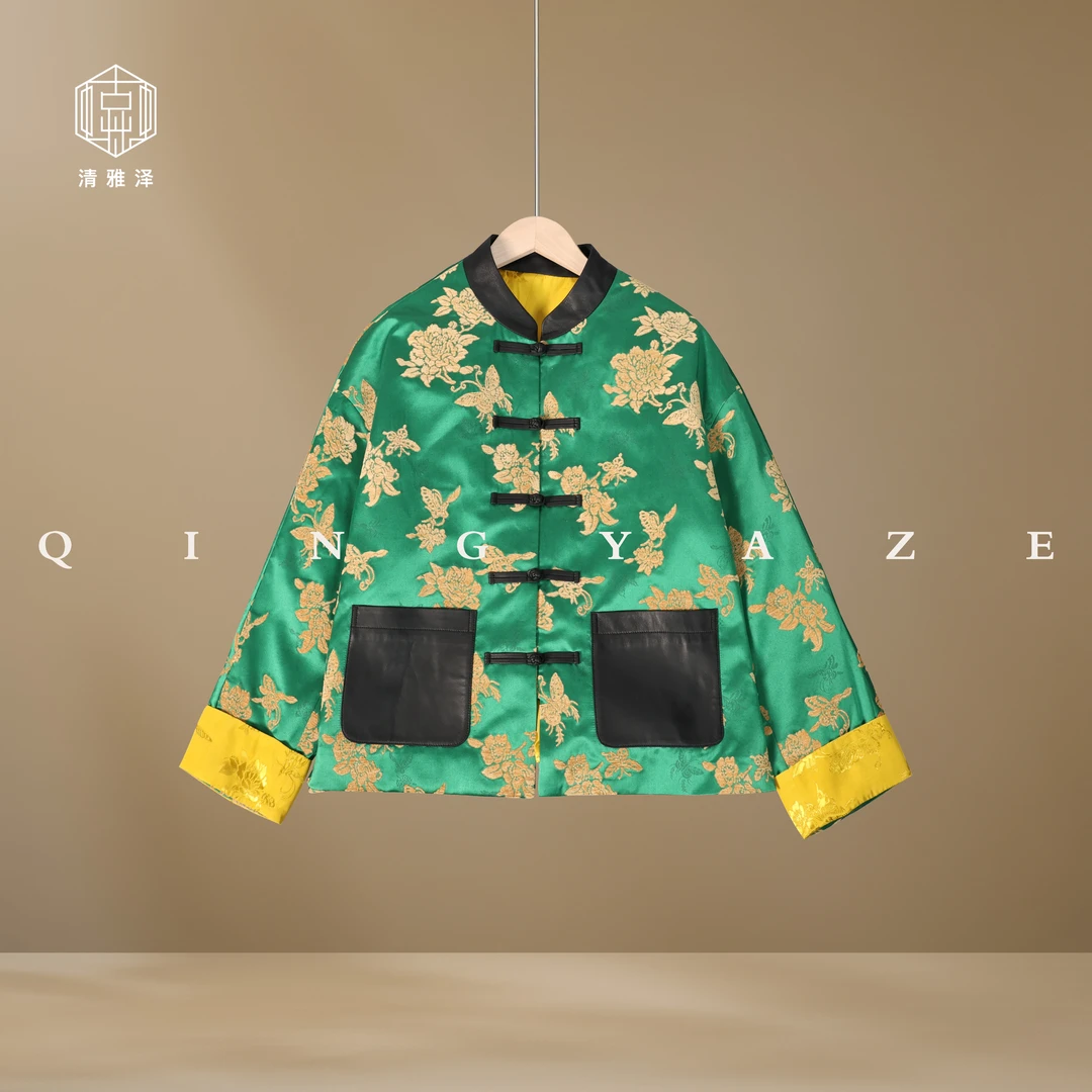 中式高奢！现代漳缎工艺拼真丝新中式外套！GZ4688