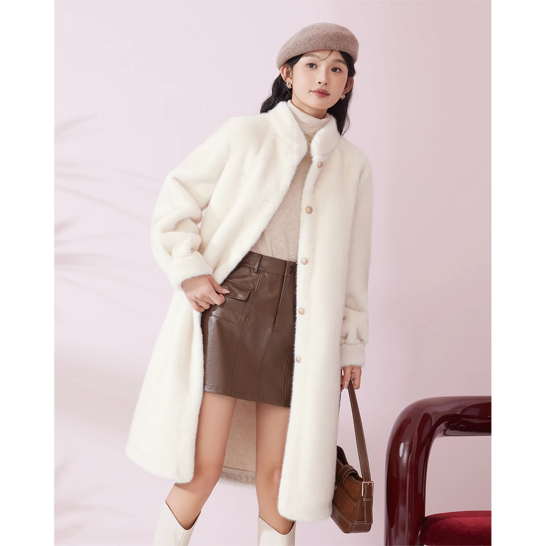 IEF/爱依服热力感冬季新款韩版时尚高级感气质毛绒长款外套