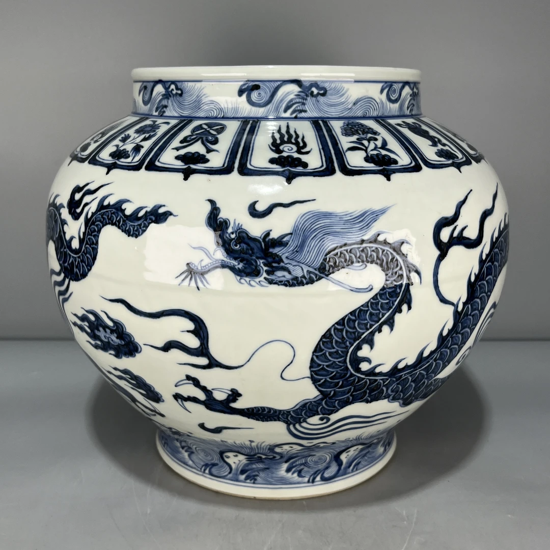 当代仿制 仿古青花祥云龙纹罐