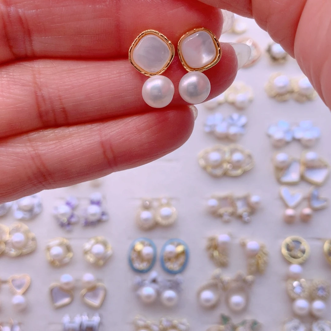 淡水珍珠耳饰合金