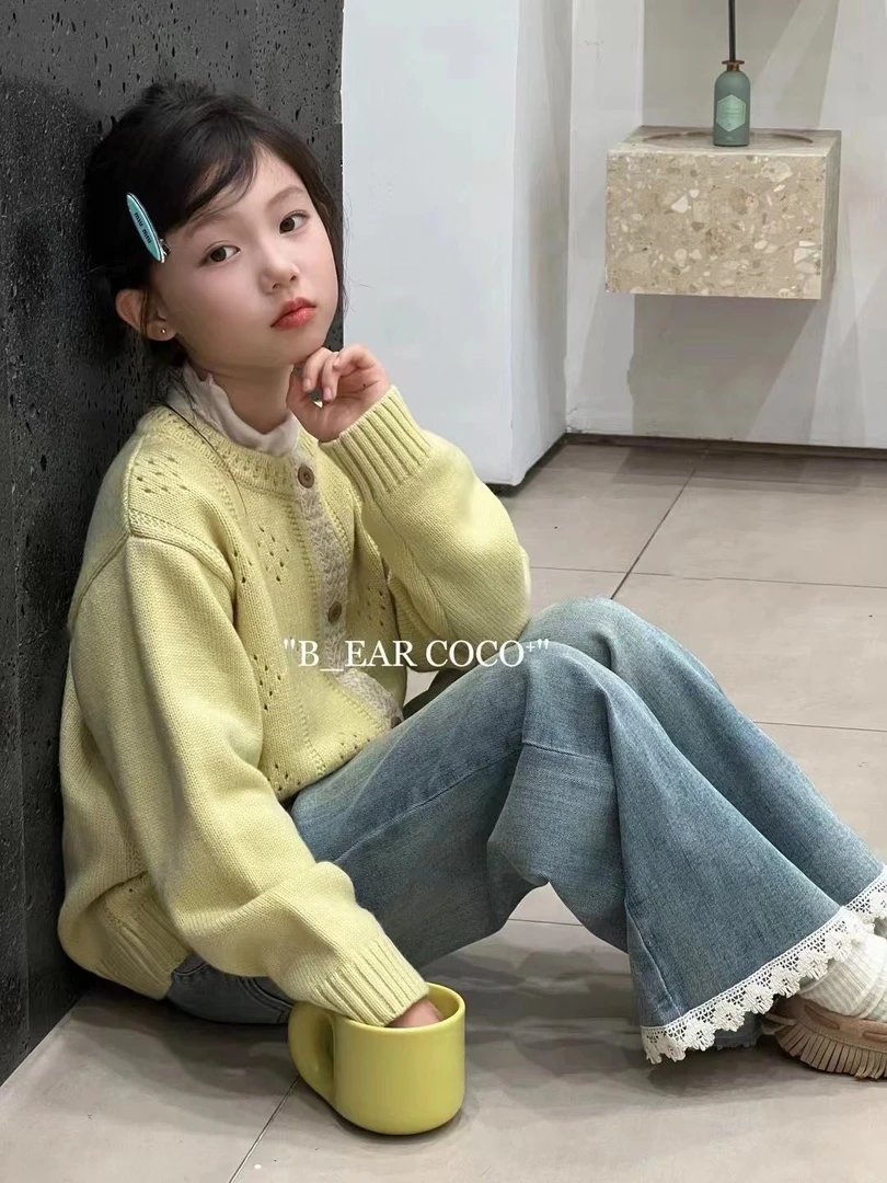 61142门襟花边开衫毛衣XXKK秋冬新款