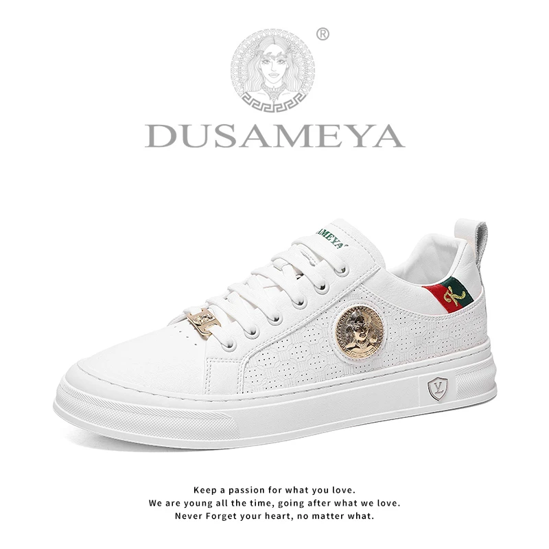 DUSAMEYA/杜莎米娅男士镂空透气休闲增高鞋轻奢时尚百搭板鞋