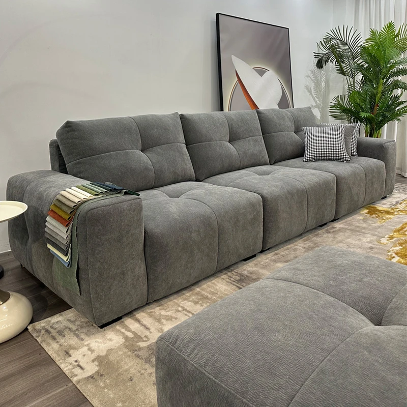 唯鑫高端雪尼尔绒布艺沙发意式极简大小户型客厅组合简约直排沙发