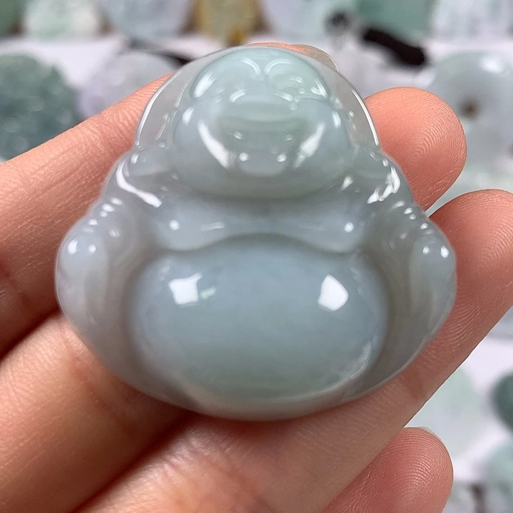 翡翠未镶嵌颈饰笑佛卡厚12+