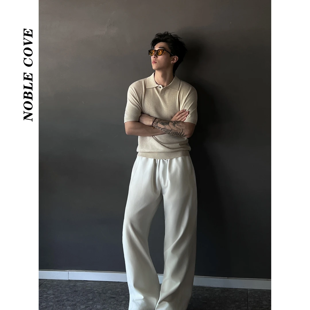 夏季法式海鸥领一粒扣老钱风亚麻莱赛尔针织轻薄小众休闲短袖T恤