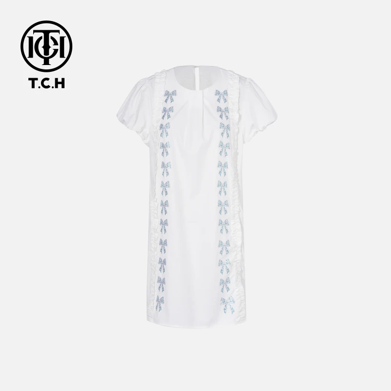 下架-TCH私服烫钻工艺新时尚淑女百搭潮流连衣裙女T75B30E5038