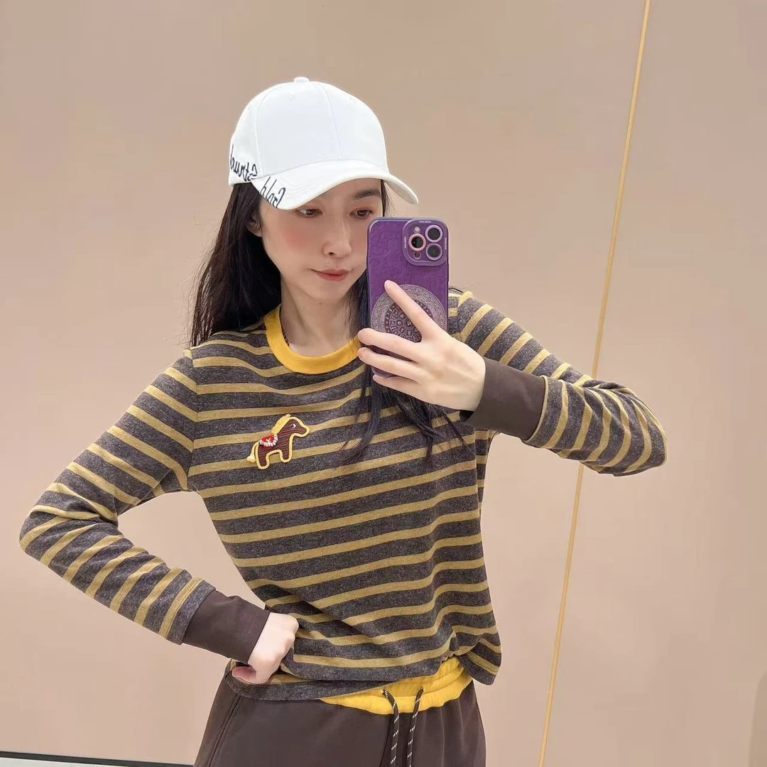 新款常规版型长袖打底512231显瘦洋气时尚百搭休闲体恤秋款