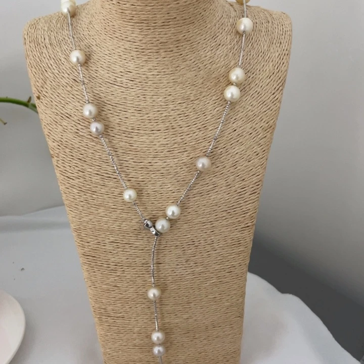 未镶嵌毛衣链海水珍珠澳白设计款毛衣链