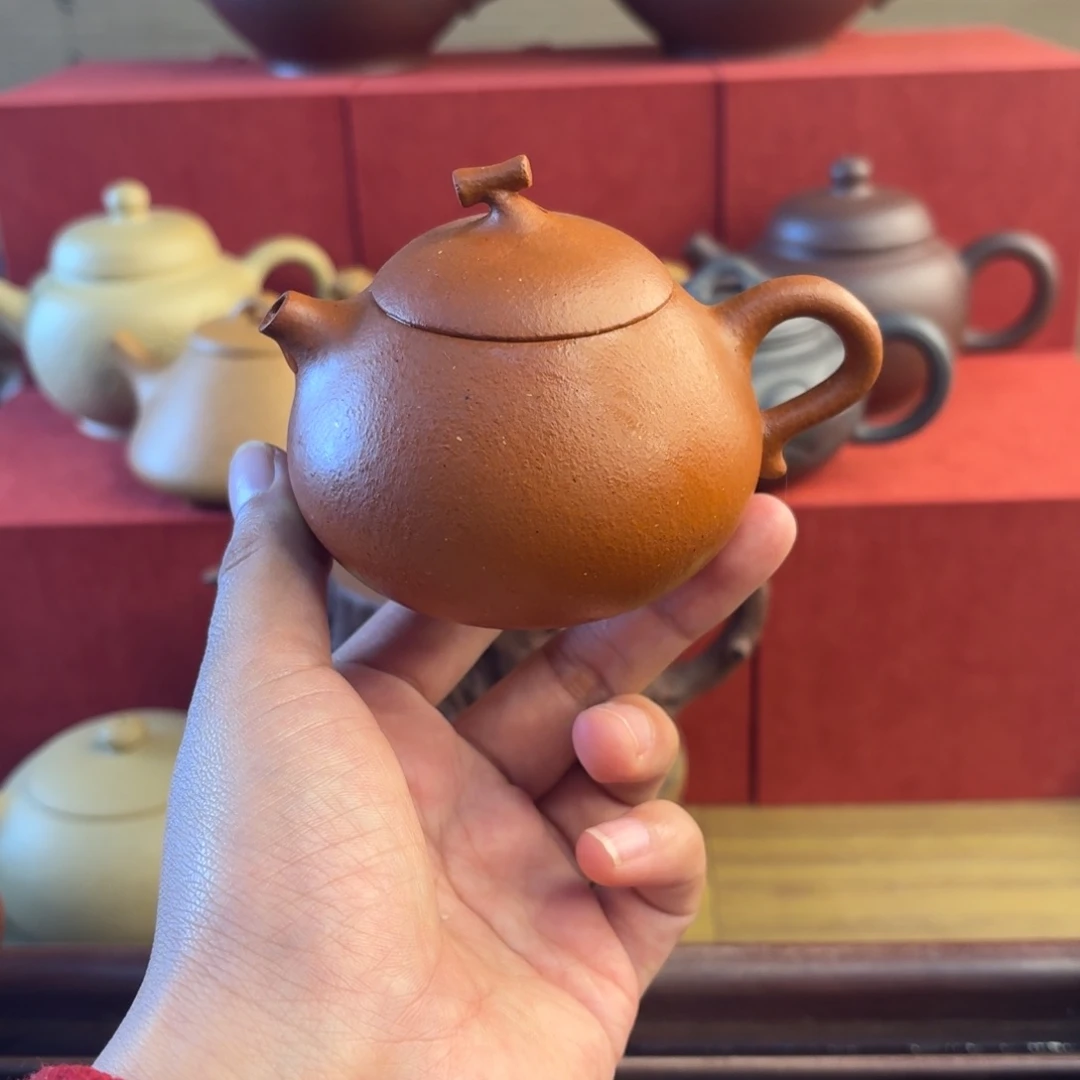 红泥茶壶微微瑕红黄泥半手容量160
