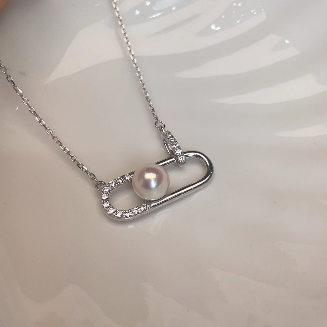 银S925镶嵌项链海水珍珠