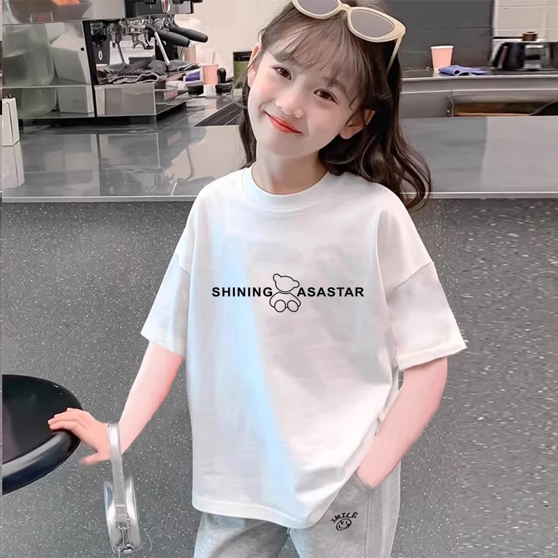 女童短袖T恤夏装2025新款儿童夏季纯棉上衣女大童女孩半袖体恤衫