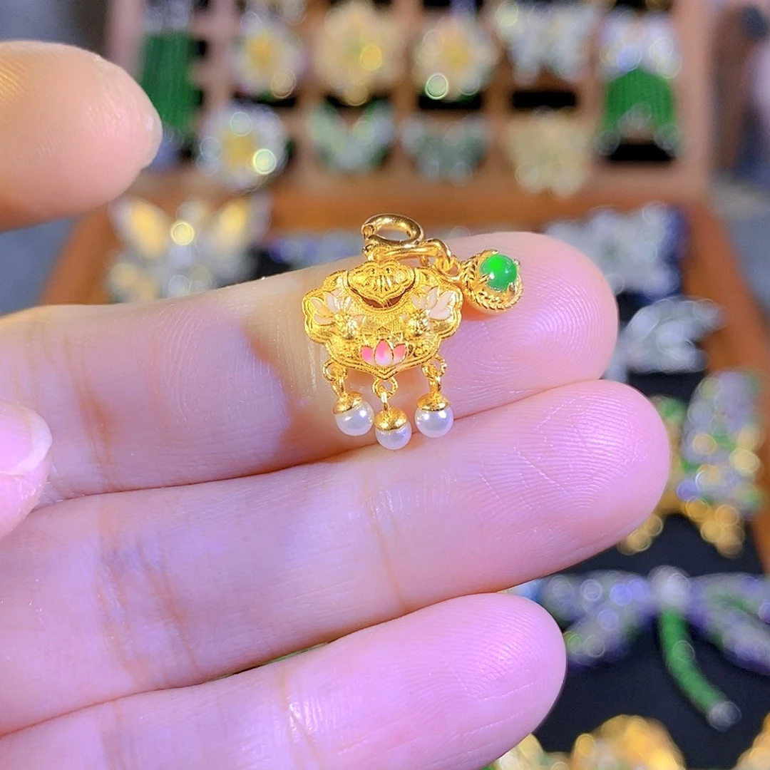 银S925镶嵌挂件翡翠
