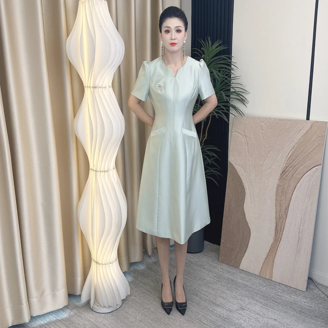 S998女装连衣裙气质显瘦气质短袖时尚性感简约设计师气质显瘦简约