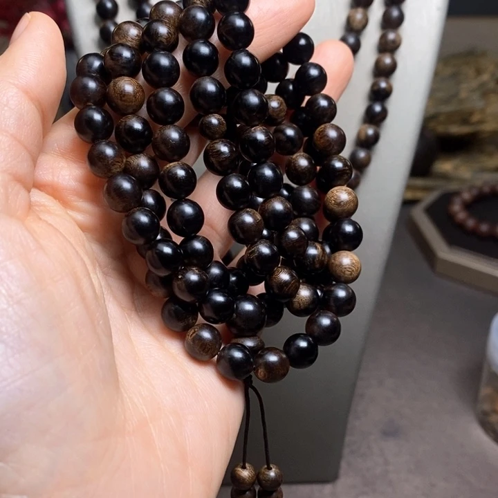 沉香手串越南芽庄白棋楠瘤疤0.8×108