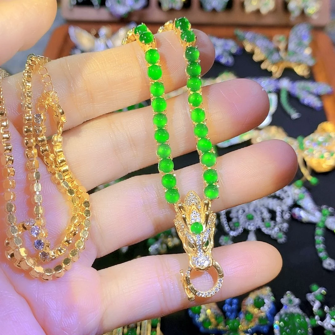 吊坠(不含链)银S925镶嵌翡翠丽*