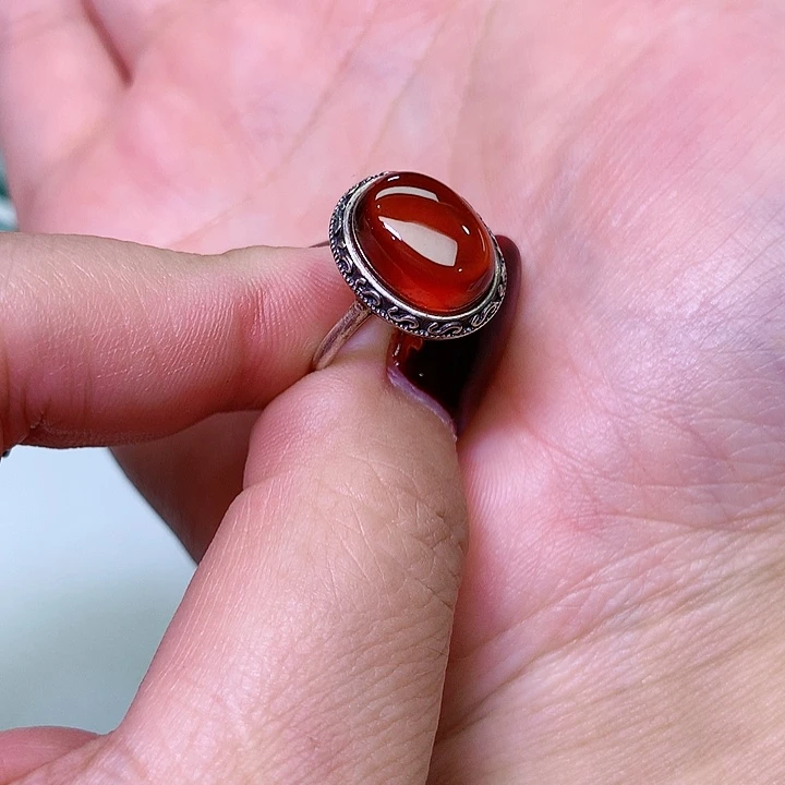 石榴石戒指银S925镶嵌
