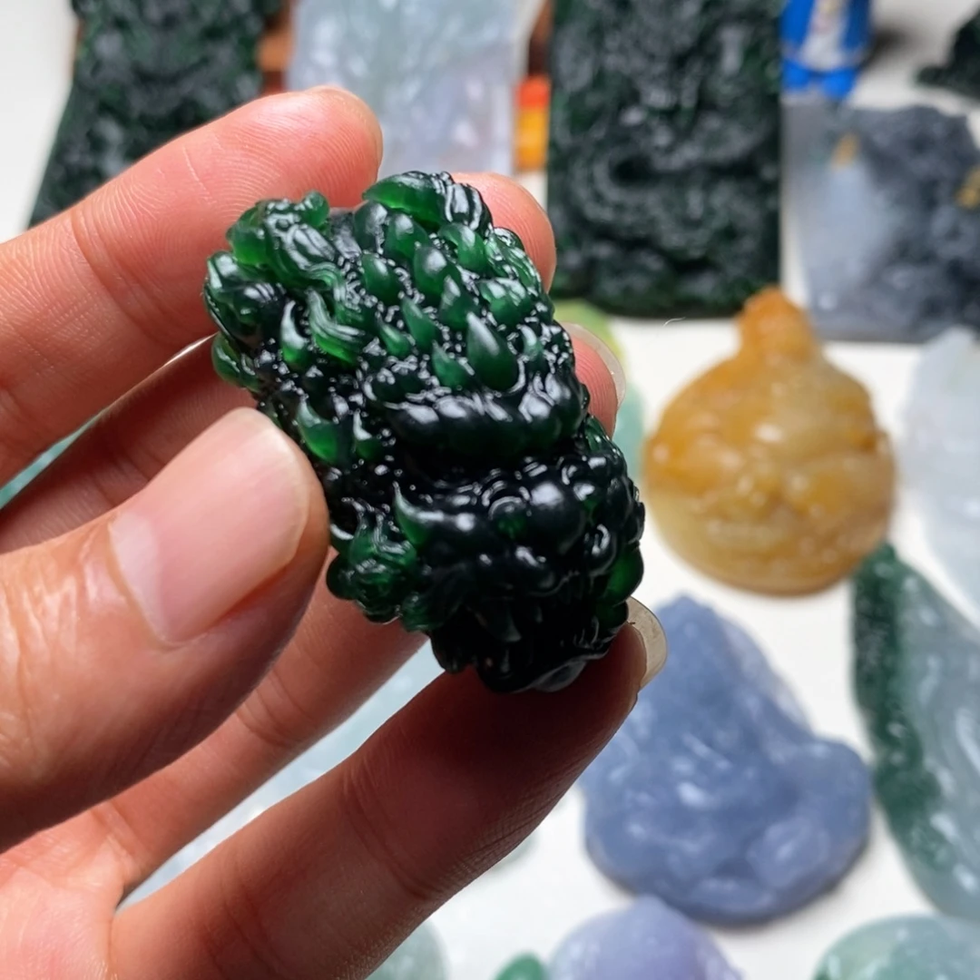 定制翡翠未镶嵌天然A货翡翠龙头