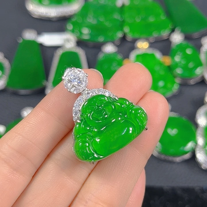 翡翠银S925镶嵌吊坠(不含链)