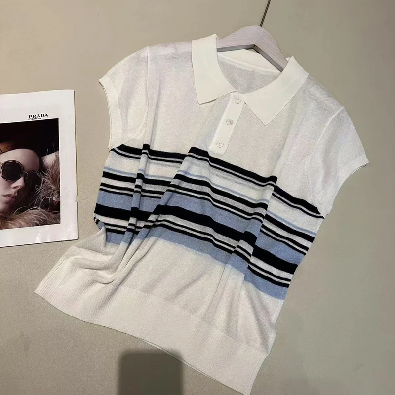 2025年法式气质设计感小众夏款翻领设计感时尚百搭短袖显瘦上衣女